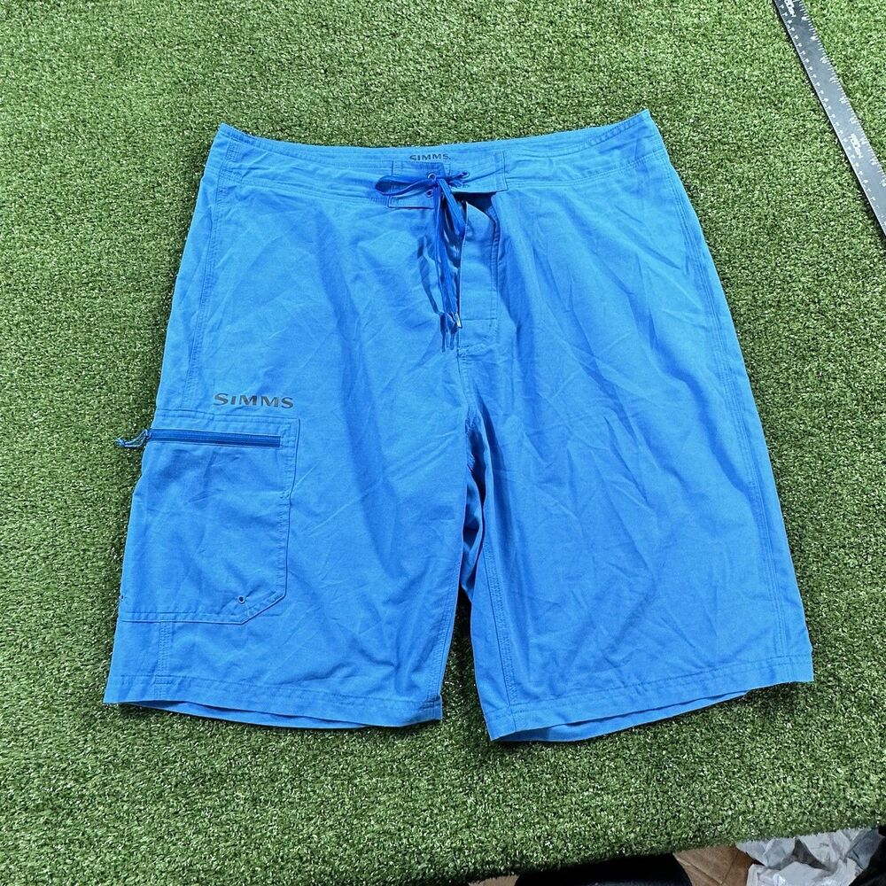 Simms Solarflex Cargo Board Shorts Mens 36 Blue Outdoor Lightweight